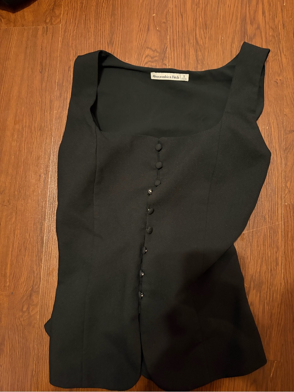 Abercrombie & Fitch Black Strapless Button-Front Top